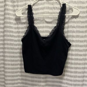 Navy blue lace cropped American eagle tank